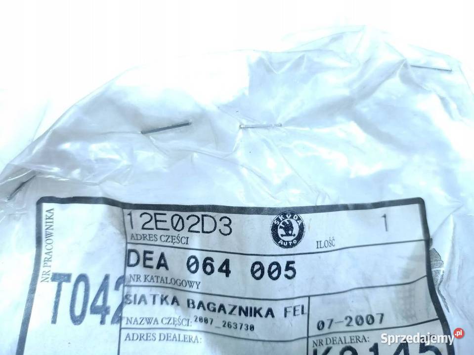 Skoda Fabia I 9907 SIATKA BAGAŻNIKA OEM Części samochodowe Skarżysko-Kamienna