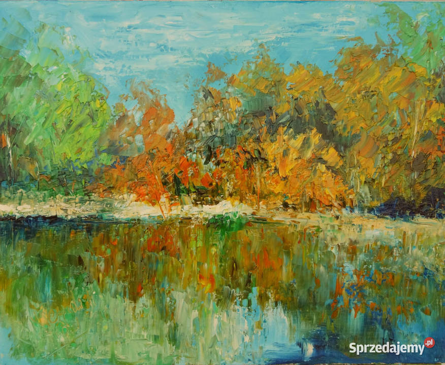 Jezioro Białe Olej na płótnie 50 X 40 małopolskie Krynica-Zdrój