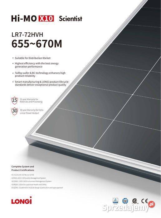 Moduł fotowoltaiczny LONGI 655W HiMO X10 Panele fotowoltaiczne
