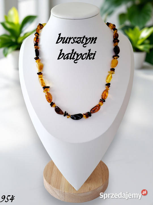 Korale z bursztynu BURSZTYN bałtycki fasolki