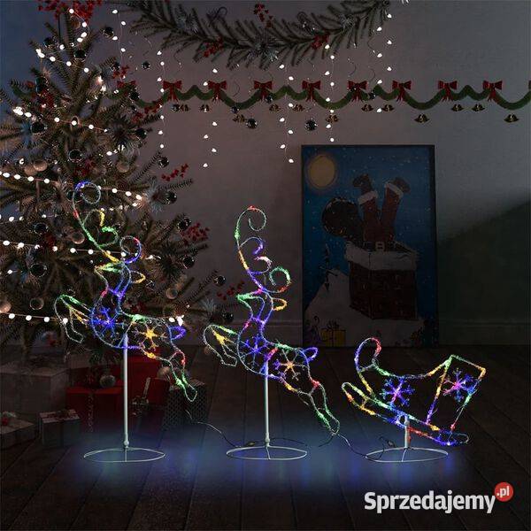 vidaXL Świąteczne lecące renifery z saniamiakryl Wyposażenie wnętrz Warszawa