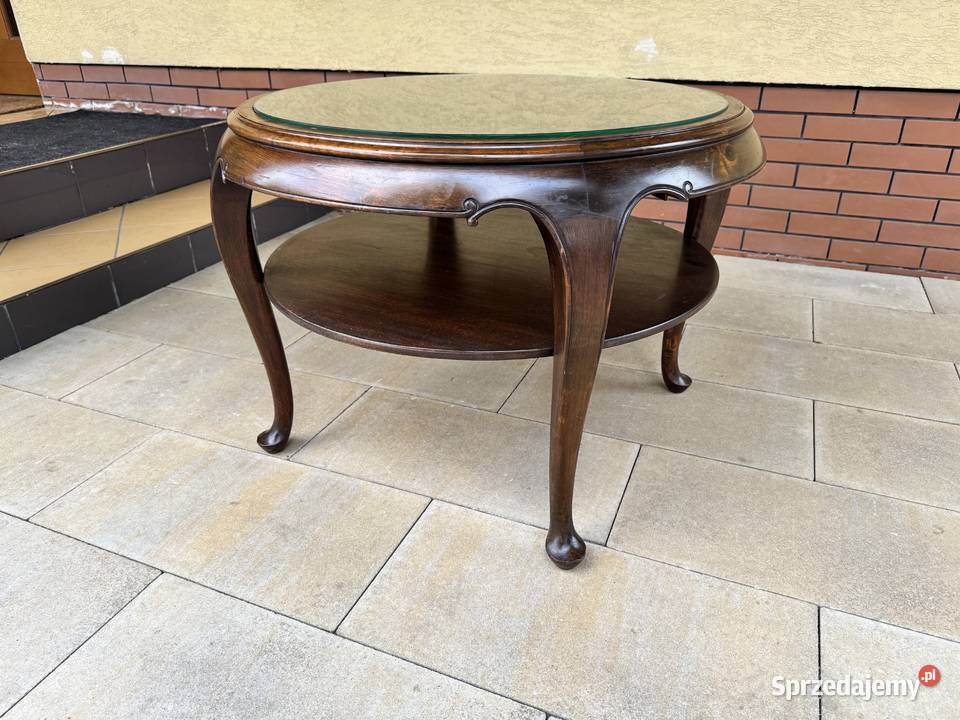 Stolik Ludwik z rafią stylowy kawowy Sulbiny