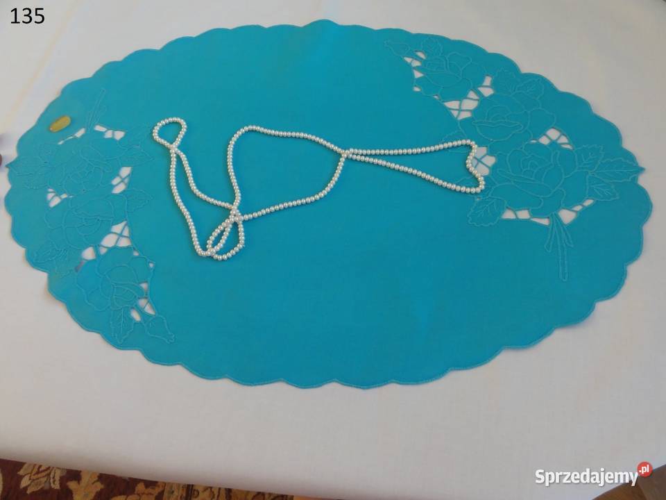 Serwetki bieżniki kolorowe niebieskie wyszywane Lublin