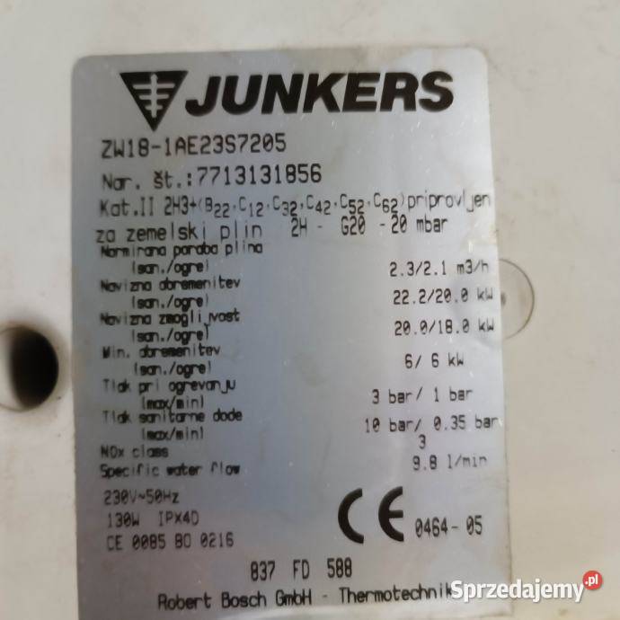 dwufunkcyjny piec gazowy Junkers euroline Kotły i Piece CO wielkopolskie Nowy Tomyśl