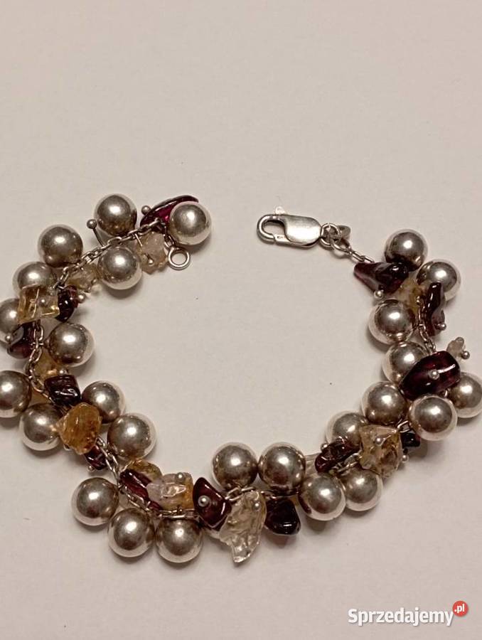 Bransoletka srebrna kulki i kamienie srebro Radom