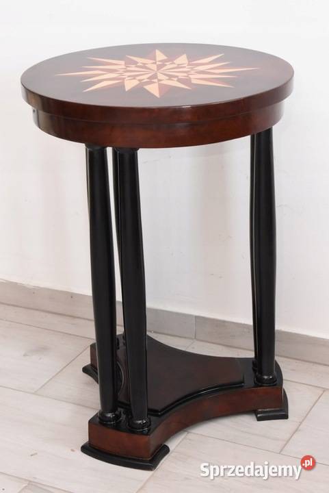 Drewniany Okrągły Stolik Kawowy Stół z Czarnymi małopolskie sprzedam