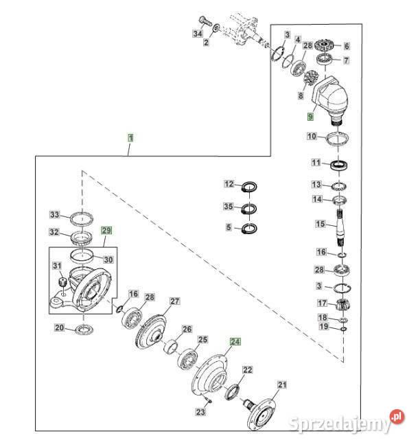 John Deere 3320 3520 3720 oś przednia zwolnica Jastrzębniki