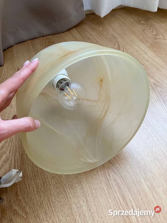 Lampa wisząca szklana beżowy ALFA chrom polska Rzeszów