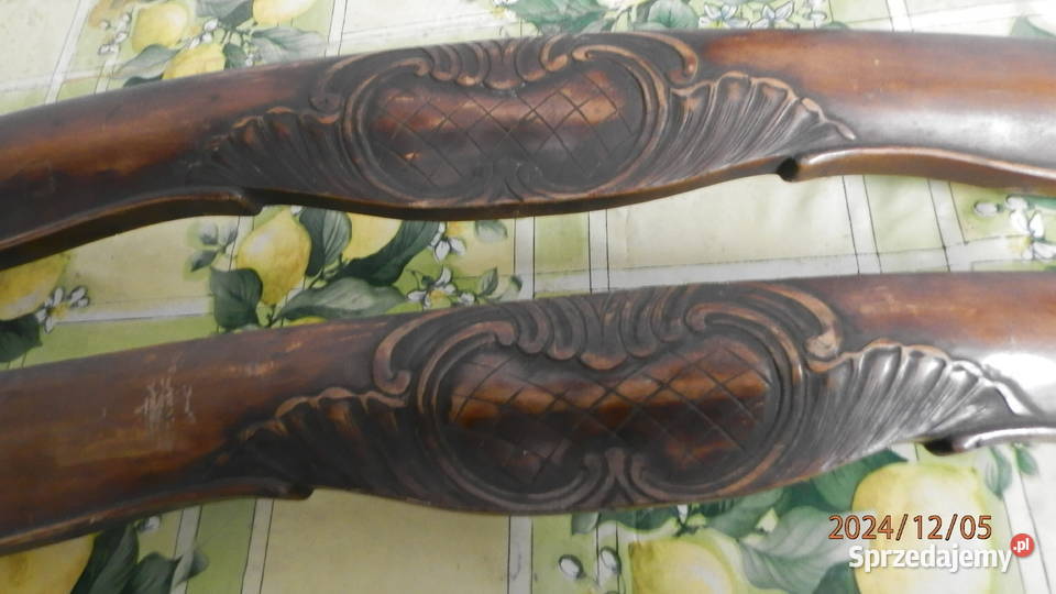 Karnisze antyk rzeźba drewno orzech niespotykane Poznań