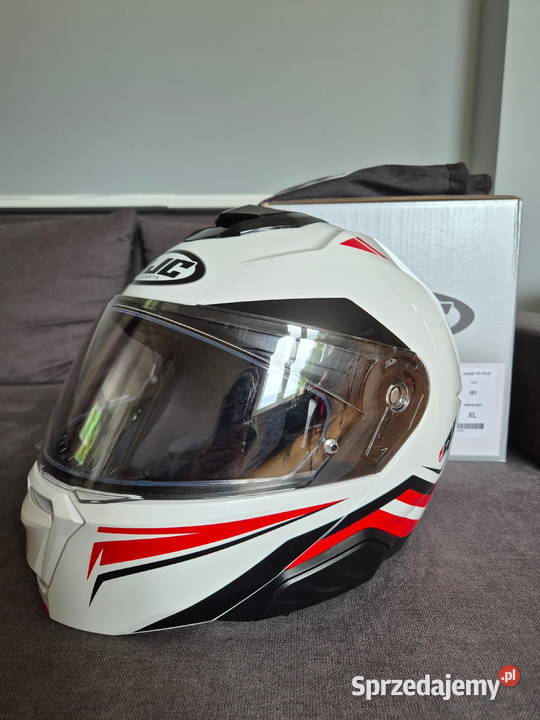 Kask szczękowy HJC i91 Tricus biały czerwony Tarnów
