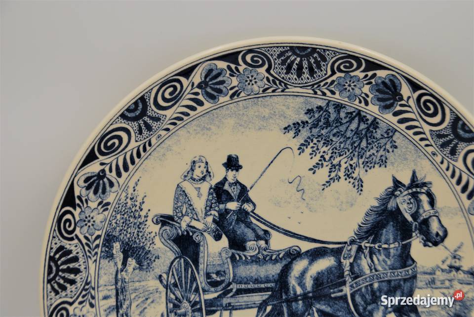 Talerz dekoracyjny Delfts fajans anno 1800 Porcelana i szkło Poznań