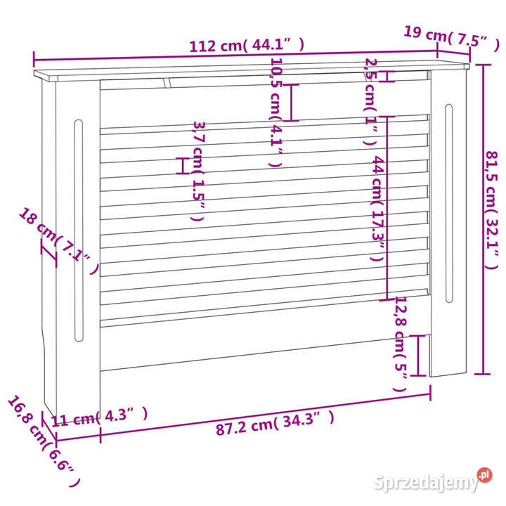 Osłona na kaloryfer 112x19x815 MDF WM288184 Warszawa