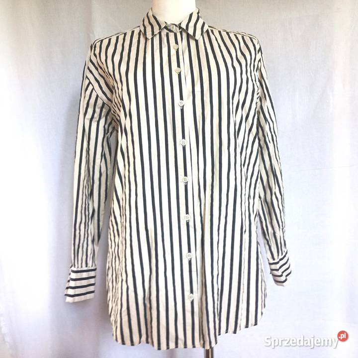 Koszula PASKI Bluzka damska Beż Czarna r 38 długi Bluzki i koszule Białystok