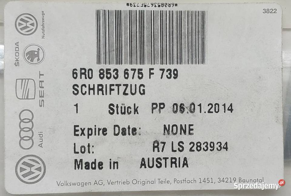 EMBLEMAT ZNACZEK LOGO TSI VW SEAT SKODA dolnośląskie Mielęcin