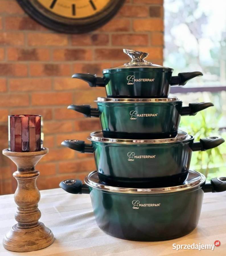 259 Garnki lakierowane zielone 4 sztuki