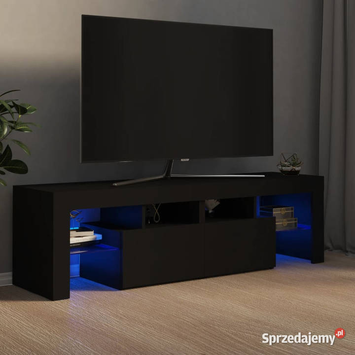 Szafka pod TV z oświetleniem LED czarna Warszawa