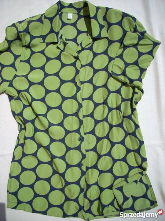 Koszula Zieleń Granat Grochy 38 z kołnierzykiem Nowy Sącz sprzedam