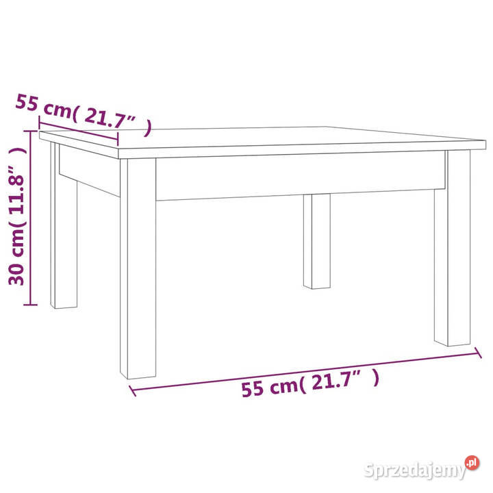 Stolik kawowy czarny 55x55x30 lite drewno