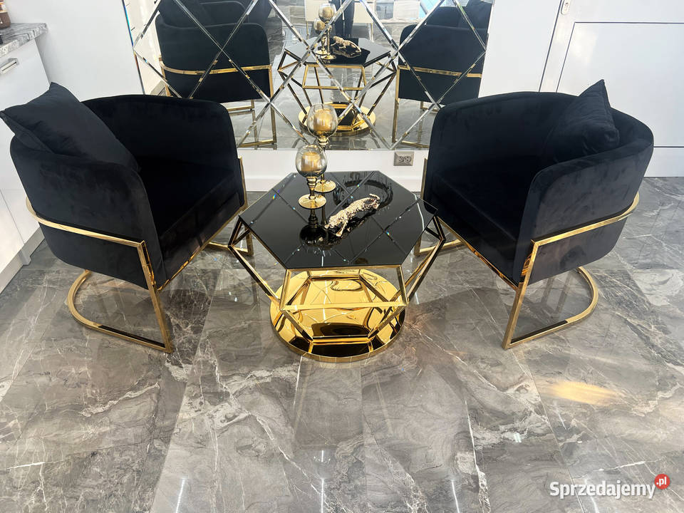 Stolik złoty kawowy ława Diamentino Czarny małopolskie Golkowice