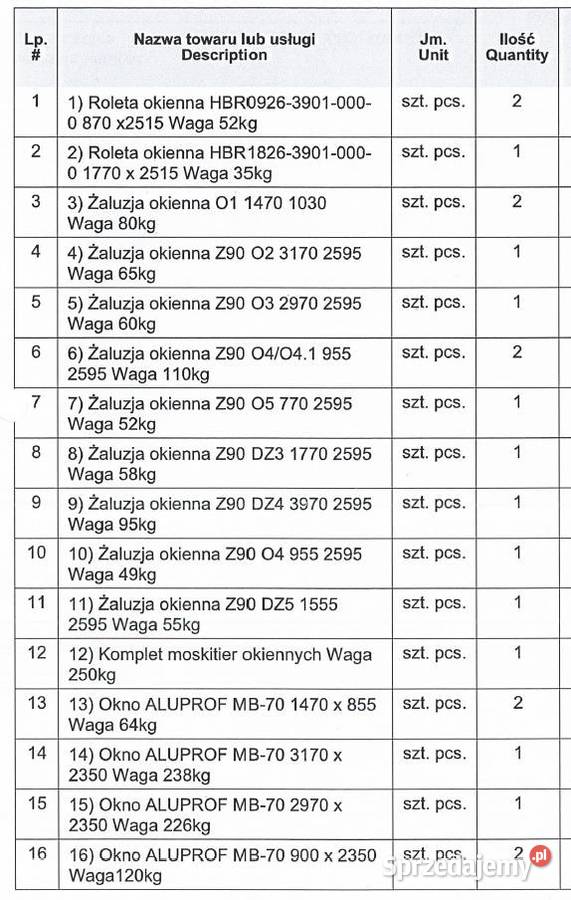 sprzedam okna aluminiowe najwyższej klasy z Bełchatów