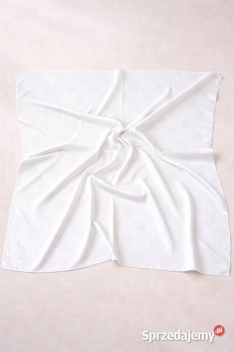 Apaszka biała z wytłaczanym wzorem 30 jedwab 70 Niebieszczany sprzedam