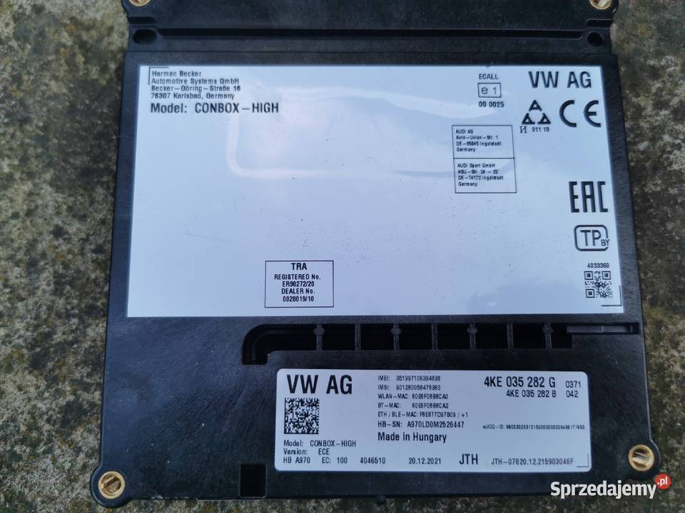 Audi A6 A7 C8 A8 STEROWNIK MODUŁ SOS 4KE035282G Pozostałe Jelenia Góra