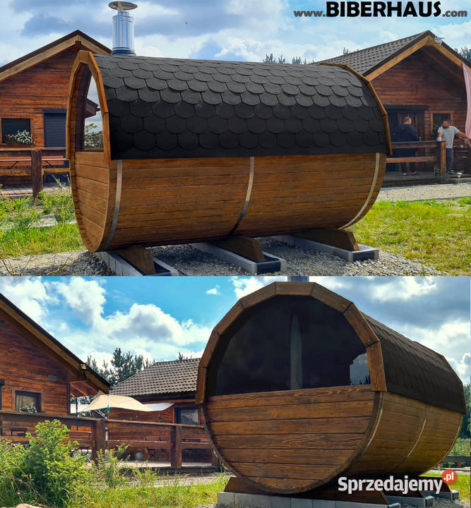 SAUNA Ogrodowa 300 OKNO 50 Beczka 500L Akcesoria Nowy Targ