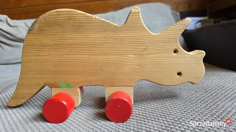 Erzi duży drewniany dinozaur na kółkach 12m+ Pozostałe Pozostałe małopolskie
