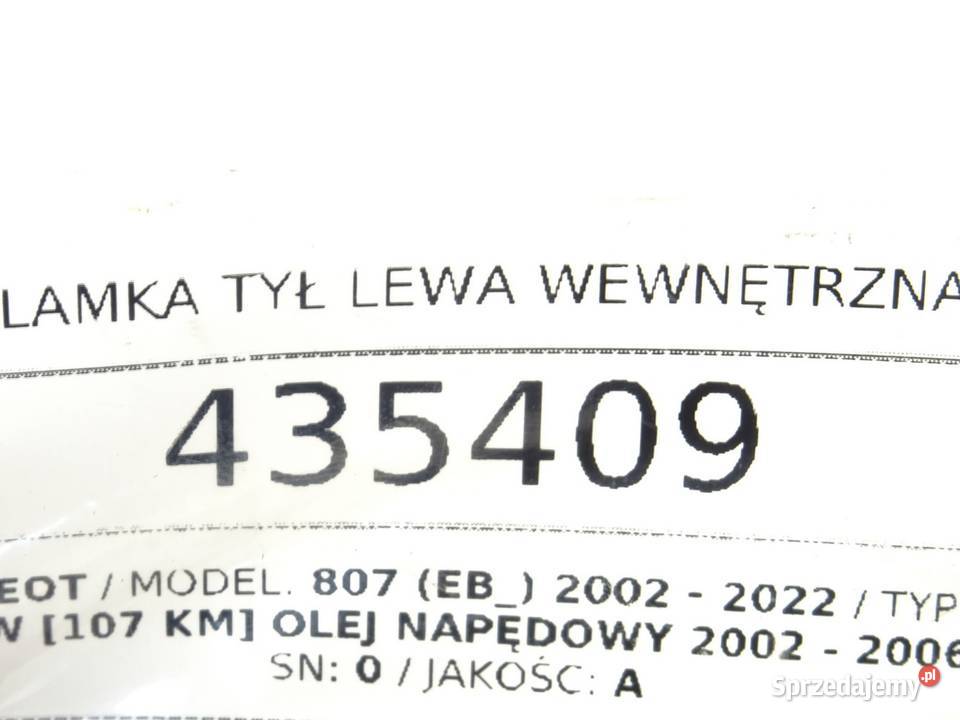 KLAMKA TYŁ LEWA WEWNĘTRZNA PEUGEOT 807 osobowe