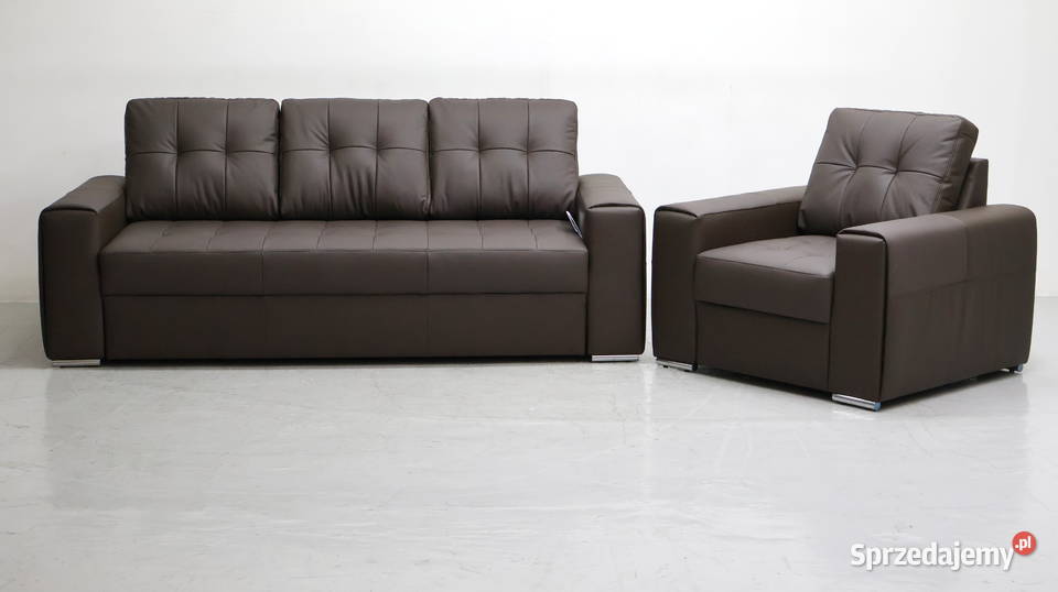 KOMPLET 31 sofy kanapy zestaw brązowa skóra Poznań sprzedam