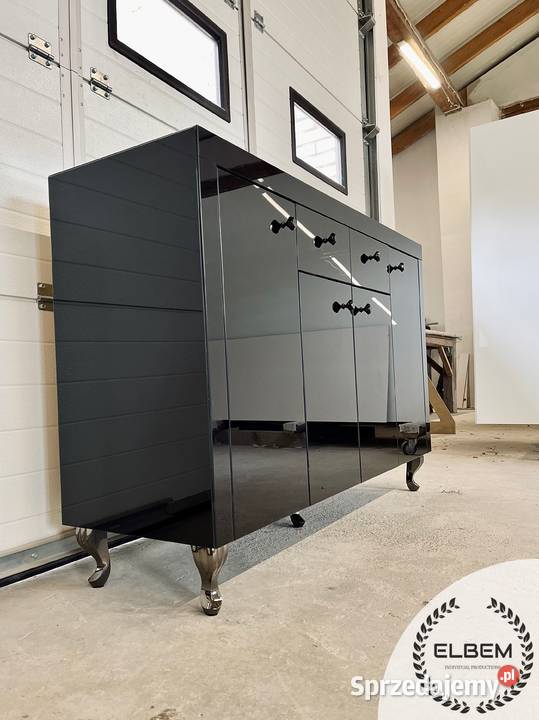 Czarna szklana komoda Glamour