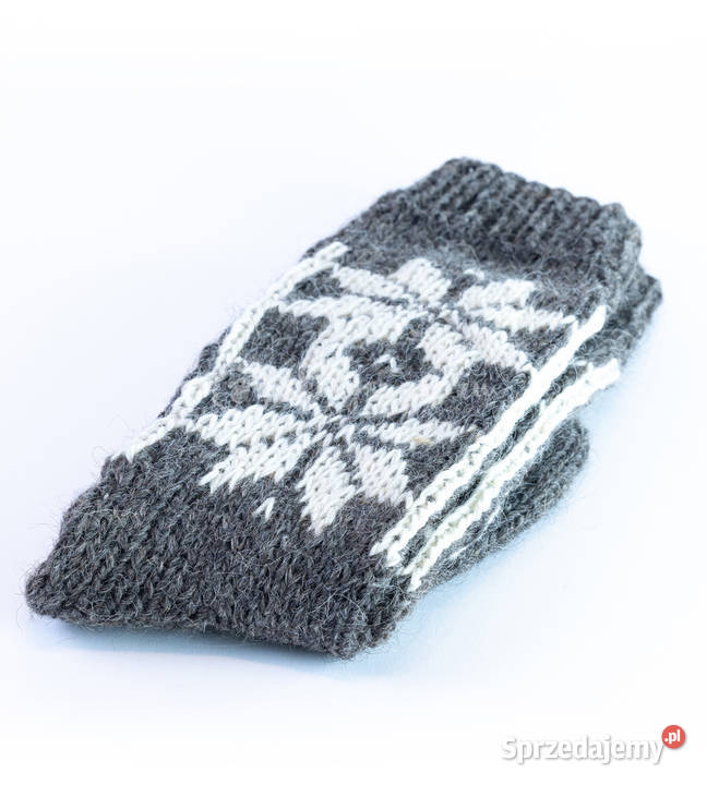 Wysokie wełniane skarpetki z góralskim wzorem małopolskie Szaflary