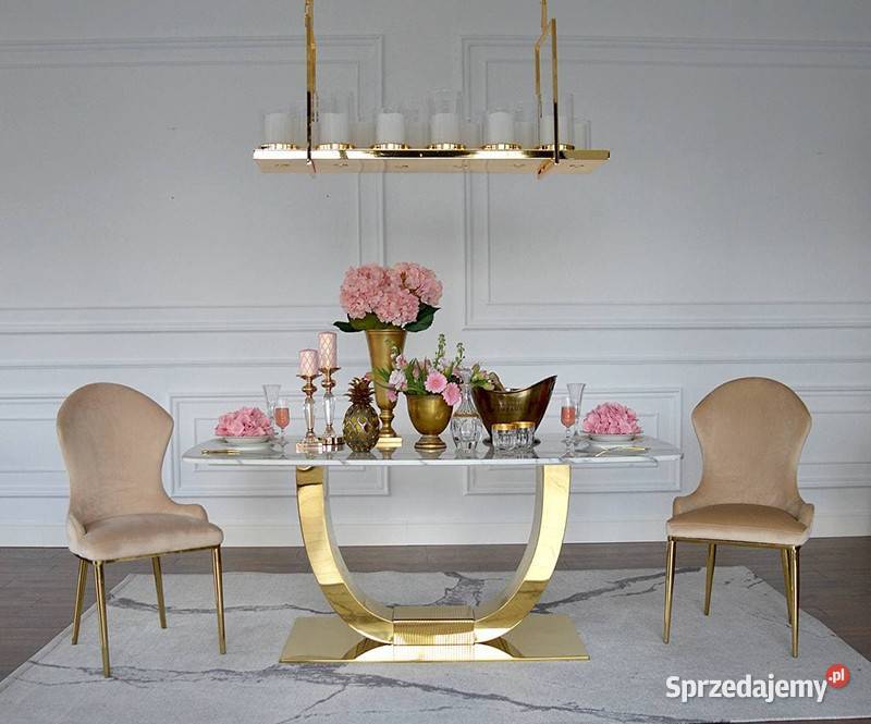 Stół glamour złoty ekskluzywny do jadalni w Warszawa