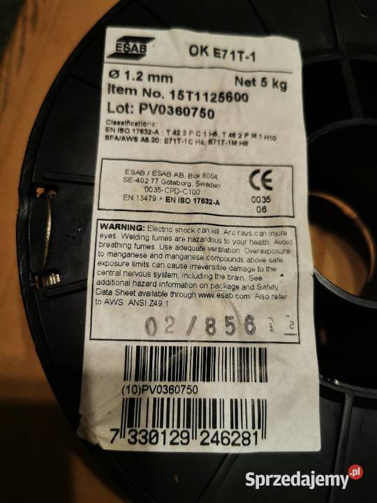 Drut spawalniczy ESAB 12mm proszkowy OK E71T1 Bogdanówka sprzedam