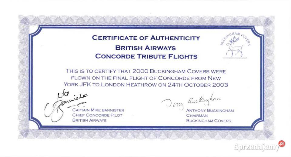 WIELKA BRYTANIA 2003ostatni lot ConcordaRZADKA Człuchów sprzedam