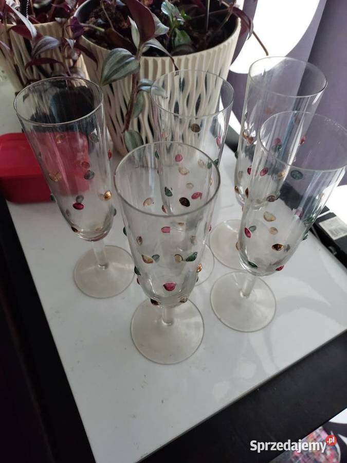 kieliszek stary kropki kolorowe PRL lata 60