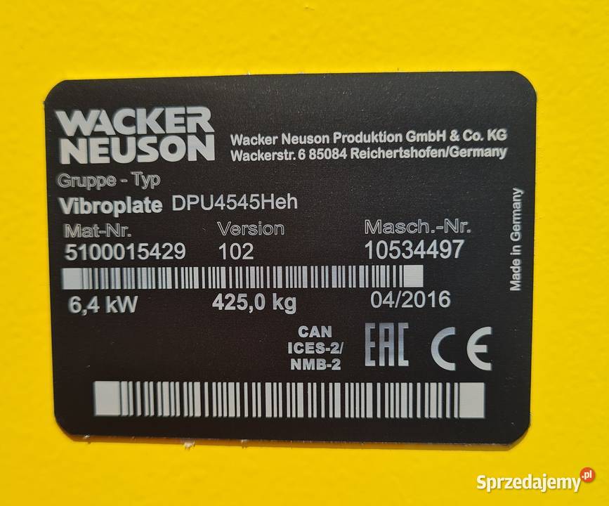 Zagęszczarka rewersyjna Wacker Neuson DPU Dąbrowa Tarnowska