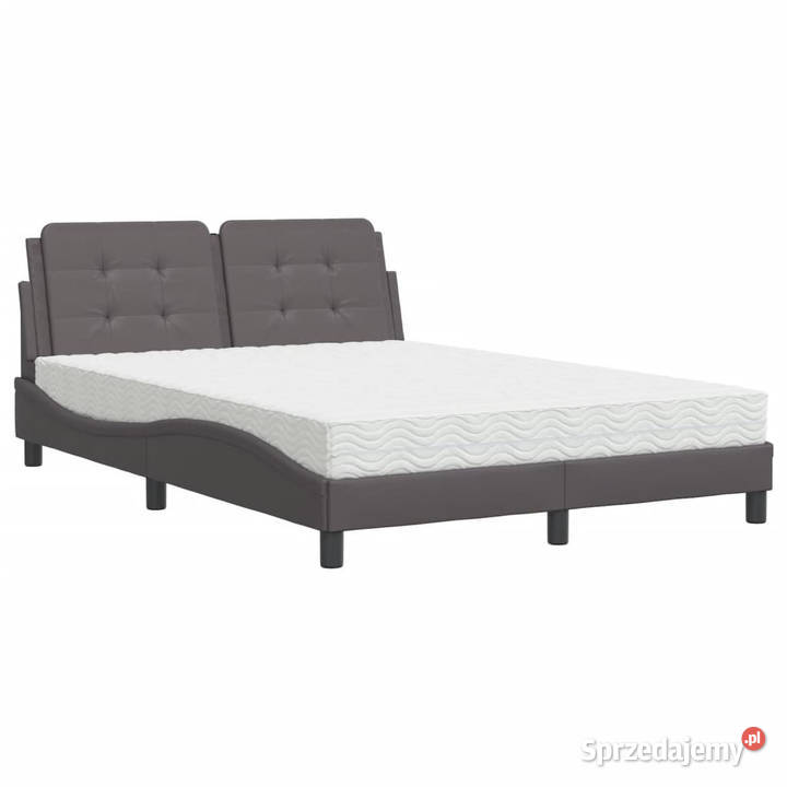 Łóżko z materacem szare sztuczna skóra 140x190 mazowieckie sprzedam