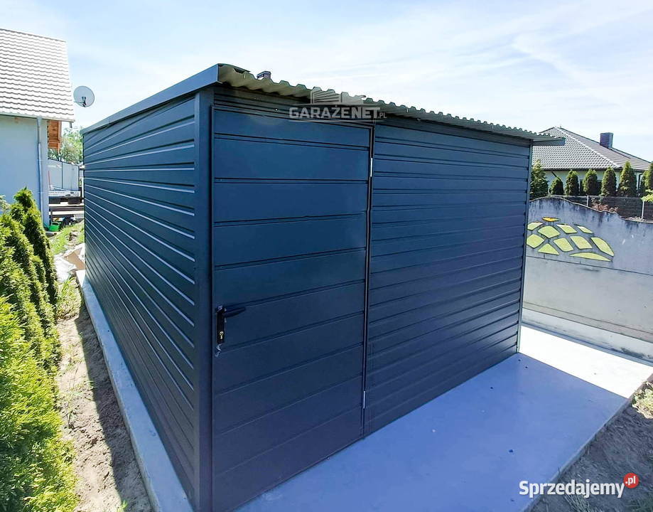 GARAŻ BLASZANY 3M X 6M SPAD TYŁ BRAMA UCHYLNA blacha Sanok sprzedam