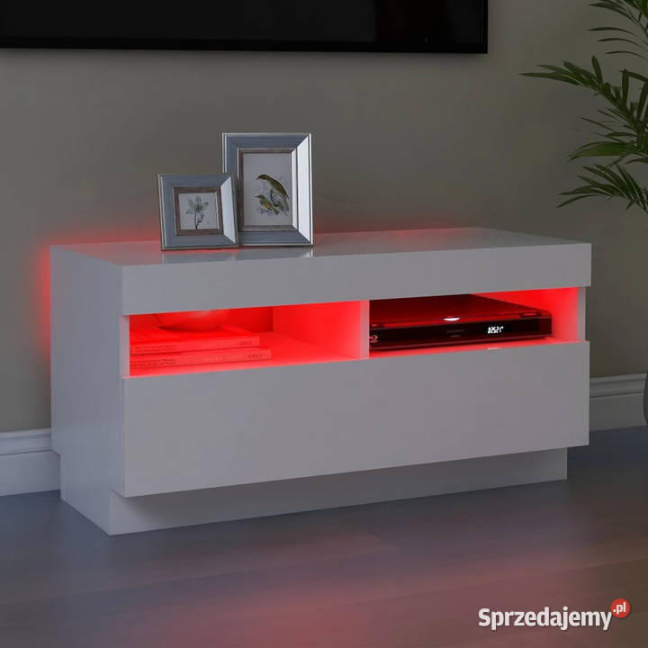 Szafka pod TV z oświetleniem LED biała 80x35x40 mazowieckie Warszawa
