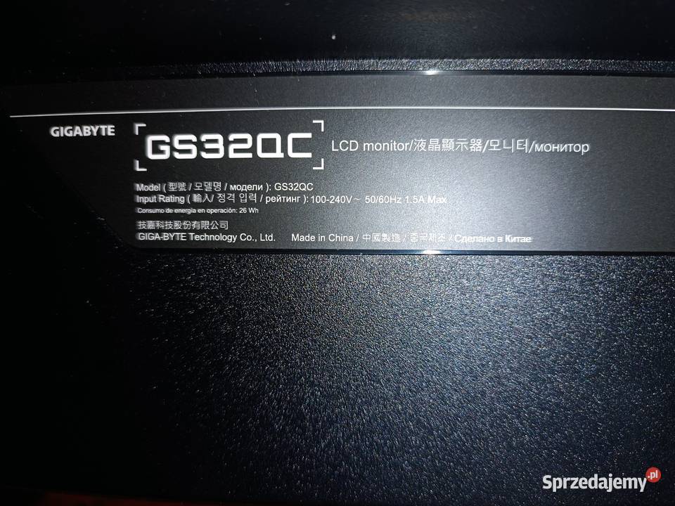 Monitor gamingowy 315 GIGABYTE GS32QC na Libiąż sprzedam