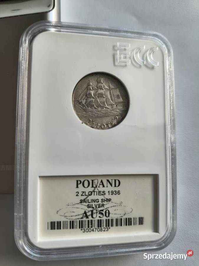 2 złote 1936 żaglowiec grading AU50 srebro sprzedam