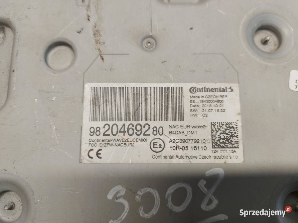 PEUGEOT 3008 II Radio nawigacja navi 9820469280 osobowe
