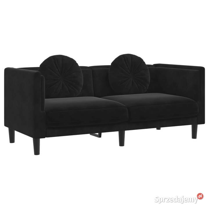 Sofa 2osobowa z poduszkami czarna aksamit Warszawa