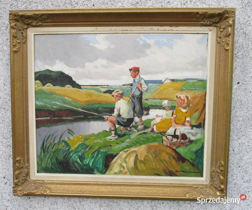 Obraz olejny Szwecja lata 70 lubelskie Lublin