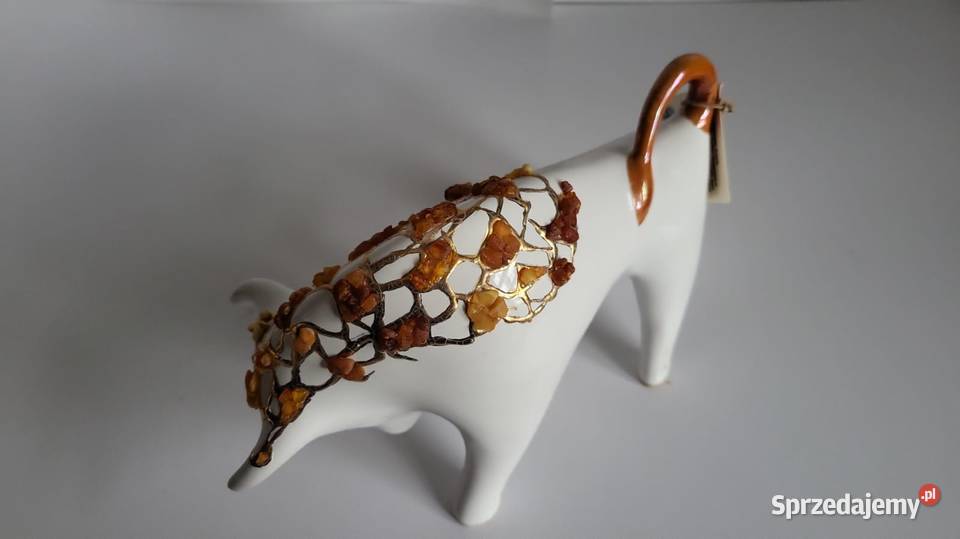 Byk Figurka Byczek ceramiczny ręcznie malowany pomorskie Sierakowice