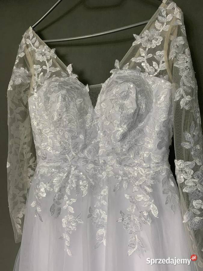 Suknia ślubna linia A rękawy 38 M 40 L 44 XXL