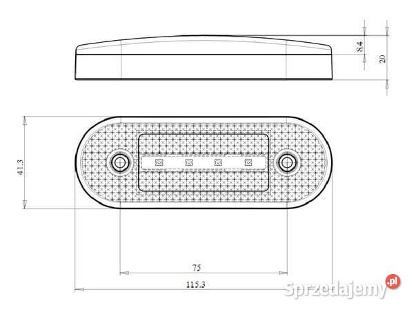 Lampa obrysowa LED prostokątna 1224V 1153x413x20 Kamionna