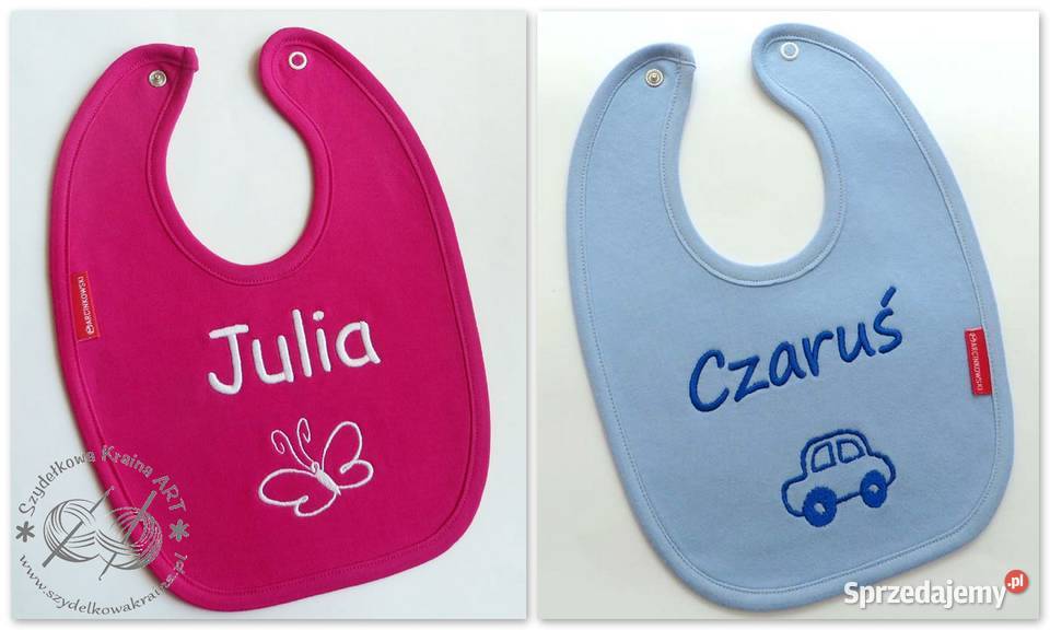 Śliniak z HAFTEM imieniem dziecka PREZENT na kolorowy Toruń sprzedam