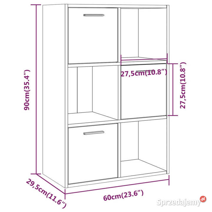 Regał brązowy dąb 60x295x90 WM815455 Warszawa